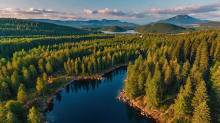 Quiet mountain lake during soft evening light.