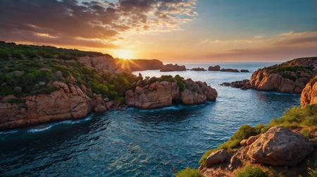 Clear night sky filled with stars over mountains.の写真素材