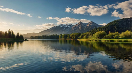 Sunrise above clouds seen from mountain peak.の写真素材