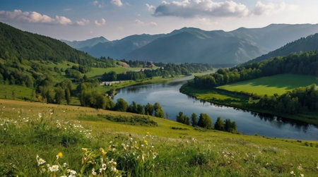 Scenic valley view from a high mountain viewpoint.