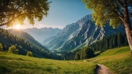 Peaceful meadow at golden hour.