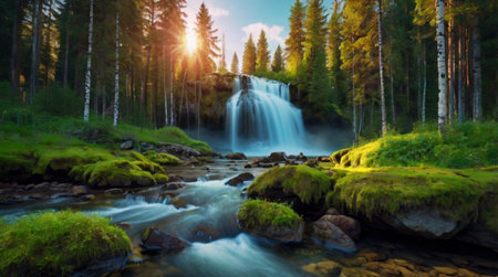 Scenic valley view from a high mountain viewpoint.の写真素材