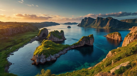 A breathtaking sunrise over misty mountain peaks with golden light touching the valley below.