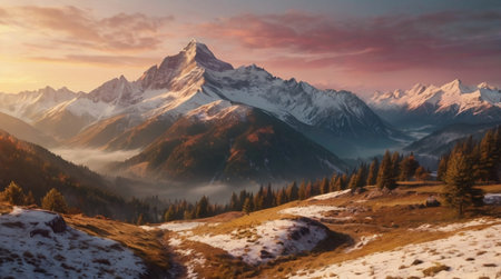 Emerald valley surrounded by towering cliffs and soft drifting clouds.