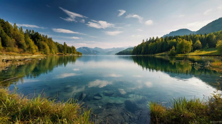 Tropical lagoon with crystal clear turquoise water and bright horizon.