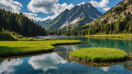Peaceful countryside with soft rolling hills.