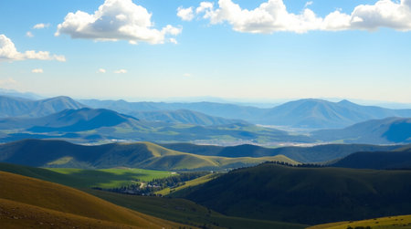 Panoramic view of Tien Shan mountains, Kyrgyzstan