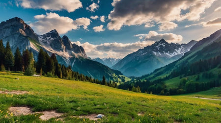 Panoramic view of the Dolomites in South Tyrol, Italy