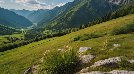 Panoramic view of the mountains in the summer, Austria.