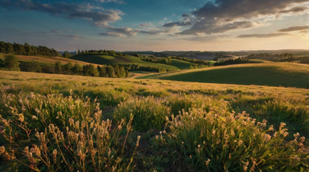 Beautiful summer landscape in the Czech Republic. Panoramic view.
