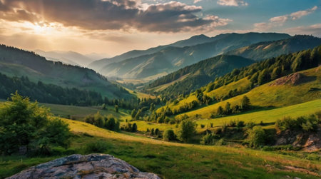 Beautiful summer landscape in the Carpathian Mountains, Ukraine.