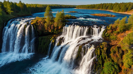 Panoramic view of the waterfall in British Columbia, Canada
