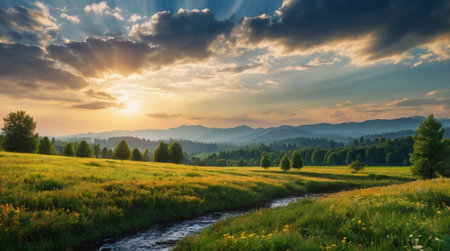 Beautiful summer landscape in the Carpathian Mountains, Ukraine.