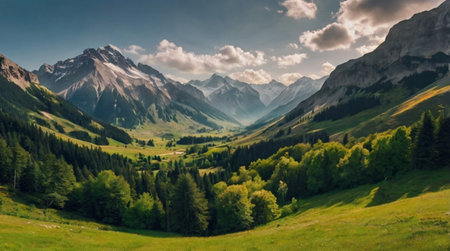 Panoramic view of the mountains in the Dolomites, Italy