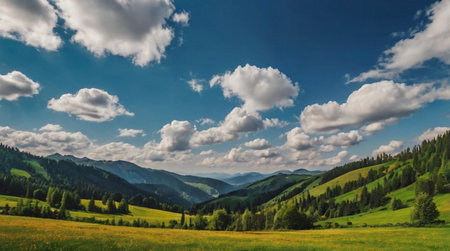 Beautiful summer landscape in the Carpathian Mountains, Ukraine.