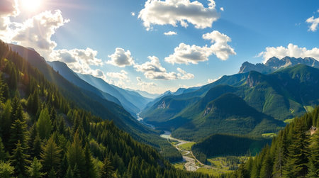 Beautiful view of the mountain valley in the Alps. Switzerland.