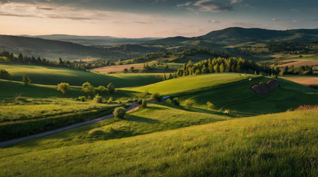 Beautiful panoramic view of rolling hills