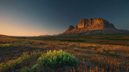 Sunset in the prairie of the Grand Teton National Parkの写真素材