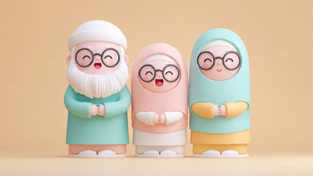 Nepalese dolls with Santa Claus on pastel background.の写真素材