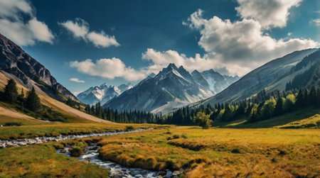 A mountain river rushing between smooth stones.の写真素材