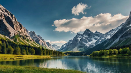 A dramatic mountain ridge touching the clouds.