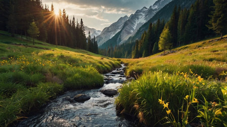 A peaceful bamboo forest swaying gently.の写真素材