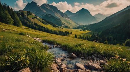 A peaceful lake reflecting colorful autumn trees.の写真素材