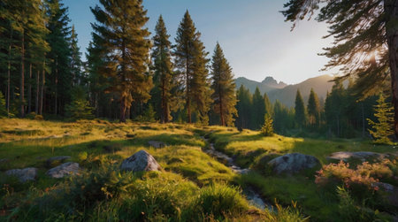 A crystal clear lake surrounded by rocky hills.の写真素材