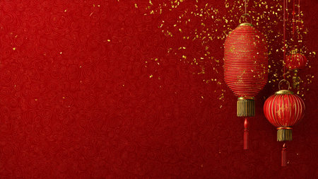 Chinese New Year lantern and blossom decoration