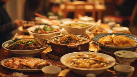 Traditional Chinese food in a restaurant, close-up. Asian cuisine.の写真素材