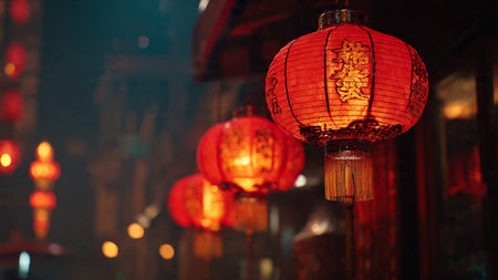 Chinese New Year luxury background with golden ornaments and sparkles