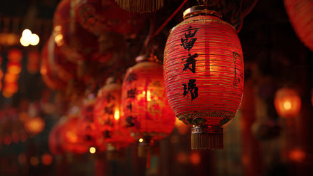 Chinese New Year glowing lantern composition