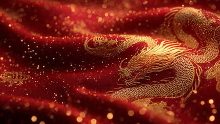 Chinese New Year temple decorated with red lantern lights
