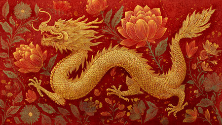 Chinese New Year dragon illustration festive designの写真素材