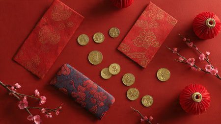 Chinese New Year elegant greeting design with Asian ornaments