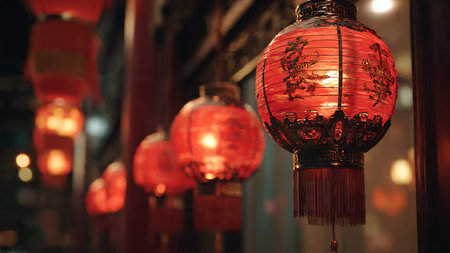 Chinese New Year lantern background with soft warm lighting