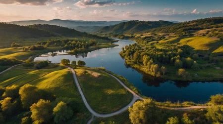 A beautiful natural landscape with vibrant colors and peaceful atmosphere.