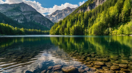 A tranquil lagoon with bright turquoise water.