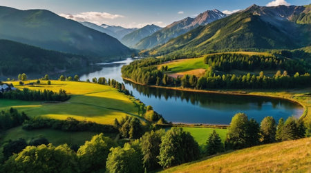 A quiet countryside landscape with endless green farmland.