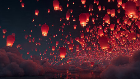 Elegant red and gold Chinese New Year background in 3D illustration.