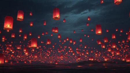 Traditional red and gold Chinese celebration concept in 3D illustration.