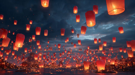 3D Chinese New Year prosperity theme with gold coins and lanterns.の写真素材