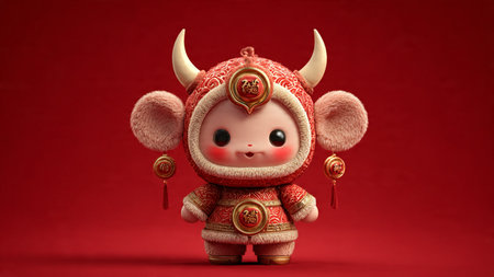 3D Chinese New Year prosperity theme with gold coins and lantern decorations.の写真素材