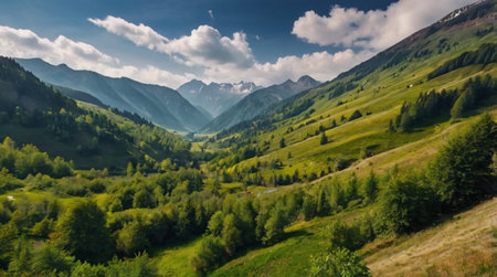 Panoramic view of the mountains in the summer. Caucasus, Russiaの写真素材