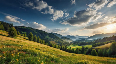 Beautiful summer landscape in the mountains. Carpathian, Ukraine, Europe.