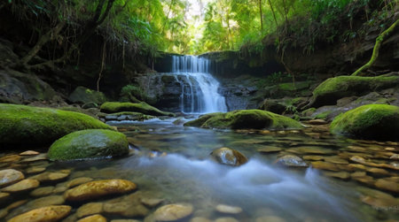 Waterfall in deep forest at Phu Kradueng National Park, Loei, Thailand