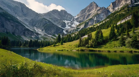 Beautiful mountain lake in Dolomites, Italy. Beautiful mountain lake in the Alps.