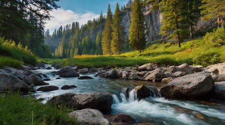 Beautiful mountain river in the Altai mountains. Siberia, Russia
