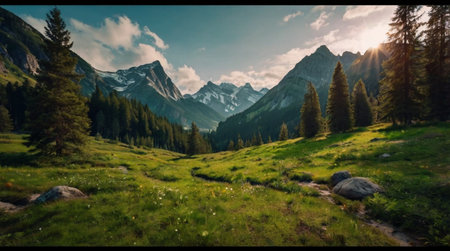 Panoramic view of the Dolomites mountains in Italy.の写真素材