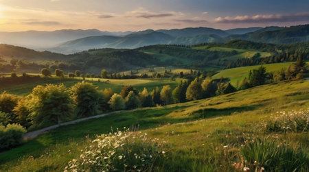 Beautiful summer landscape in the Carpathian Mountains, Ukraine.